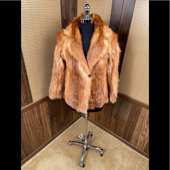 Custom Made Jackets & Blazers - Vintage Red Fox Fur Jacket Coat XS